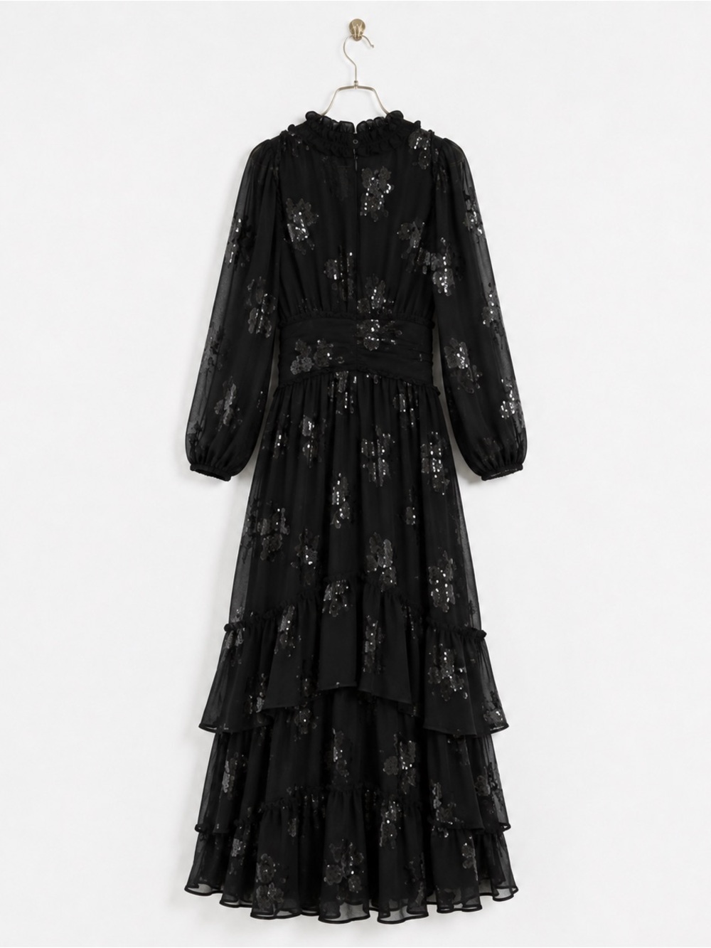 RARE DREAM SISTER JANE Gala Sequin Flower Black Tie MAXI Evening Event DRESS XS - Picture 7 of 8